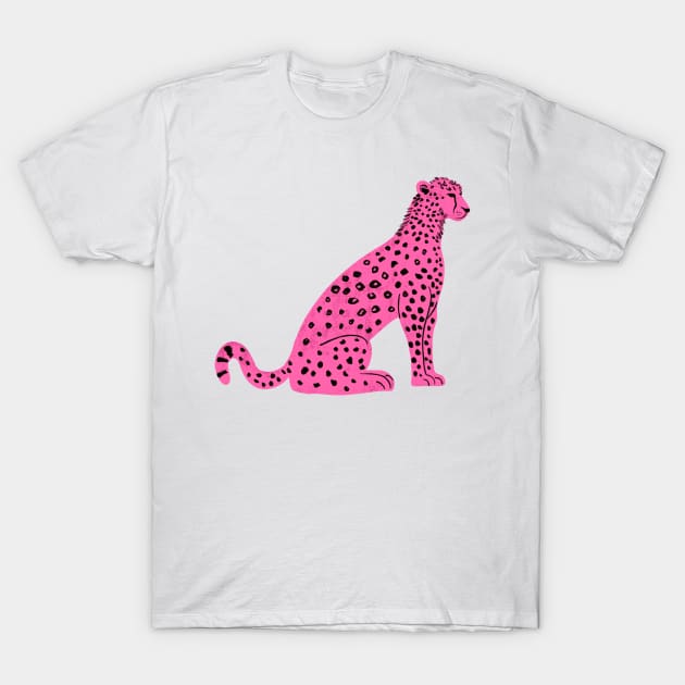 Pink Leopard T-Shirt by SarahWIllustration